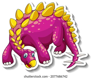 Stegosaurus dinosaur cartoon character sticker illustration