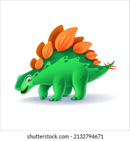 stegosaurus dinosaur cartoon isolated on white