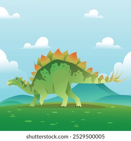Vetor de ilustrações de gradiente de dinossauro Stegosaurus