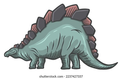 Stegosaurus dinosaur - hand drawn vector illustration