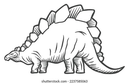 Stegosaurus-Dinosaurier - handgezeichnet, Vektorgrafik - Out-Zeile