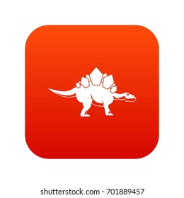 Stegosaurus dinosaur icon digital red for any design isolated on white vector illustration