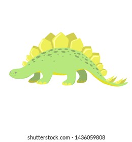 Stegosaurus dinosaur. Isolated on white background cartoon illustration. Vector graphics.
