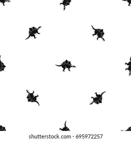 Stegosaurus dinosaur pattern repeat seamless in black color for any design. Vector geometric illustration