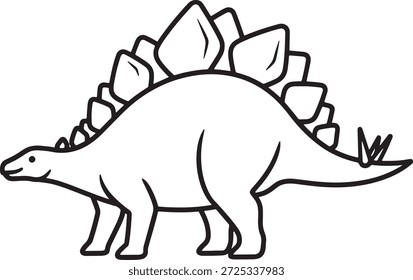 Stegosaurus Dinosaur Silhouette Icon Vector Prehistoric Creature Ridged Back Spiked Tail Jurassic Fossil Logo Symbol Sign Illustration