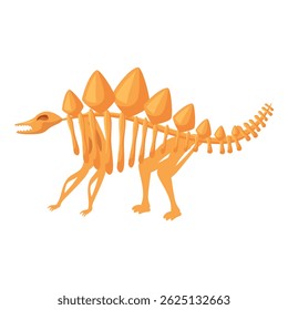 Stegosaurus dinosaur skeleton standing on four legs, side view, paleontology and archeology