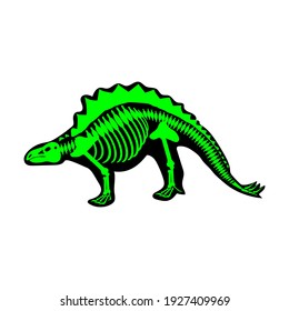 stegosaurus dinosaur skeleton, vector illustration