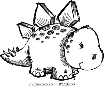 Stegosaurus Dinosaur Sketch doodle Vector