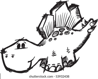 Stegosaurus Dinosaur Sketch doodle Vector