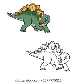 stegosaurus drawing. Detailed. You can change color you want. Vector illustration