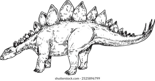 Stegosaurus - hand drawn vector dinosaur illustration