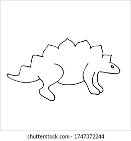 Stegosaurus. Hand drawn vector illustration in Doodle style. Isolated object on a white background. For children's books of colorings, printing on fabric.