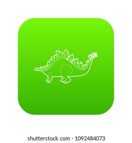 Stegosaurus icon green vector isolated on white background