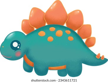 Stegosaurus Illustration in Kawaii Style
