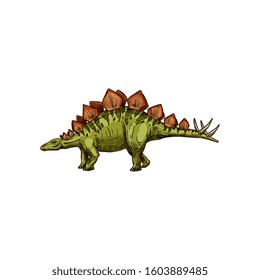 Stegosaurus isolated cartoon triceraptor graze. Vector kentrosaurus prehistoric predator animal