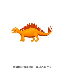 Stegosaurus isolated cartoon triceraptor graze. Vector orange spinosaurus prehistoric predator animal