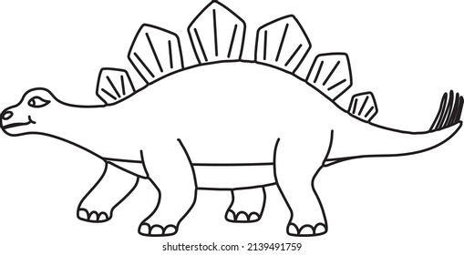 Stegosaurus Line Art Vector Drawing Stock Vector (Royalty Free ...