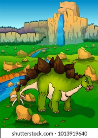 Stegosaurus on the background of nature