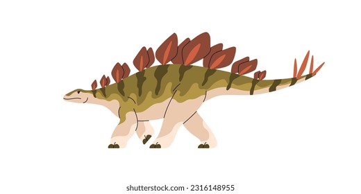 Stegosaurus, prehistoric dinosaur. Extinct animal of Jurassic period. Big giant dino reptile profile. Ancient prehistory lizard with plates. Flat vector illustration isolated on white background