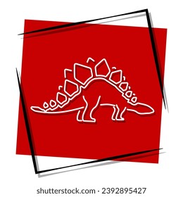stegosaurus red banner in frame. Vector illustration.