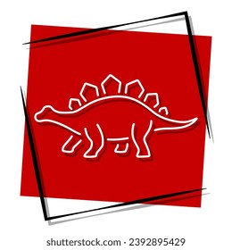 stegosaurus red banner in frame. Vector illustration.