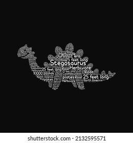 Stegosaurus shape wordcloud vector illustration design svg