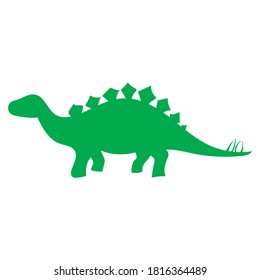 
Stegosaurus silhouette, dinosaur, green on white background, vector illustration