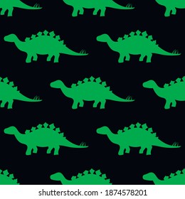 Stegosaurus silhouette, seamless pattern, vector illustration