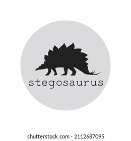 Stegosaurus Silhouette.Dinosaur Logo Icon, Side View Profile