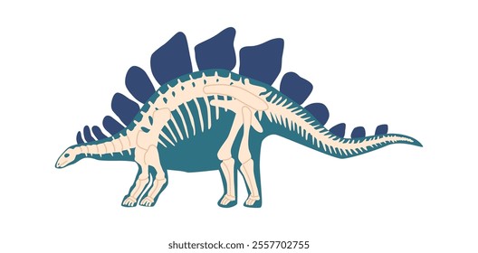 Stegosaurus skeleton bones vector illustration