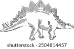 Stegosaurus sketch. Ancient dinosaur. Hand drawn animal