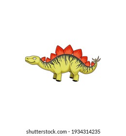 Stegosaurus stenops, ungulatus and sulcatus, ancient lizard isolated icon. Vector stegosaurus cartoon triceraptor graze. Kentrosaurus prehistoric predator animal. Herbivorous thyreophoran dinosaur