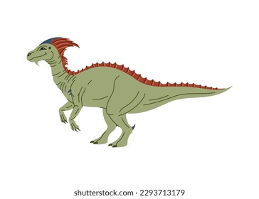 Stegosaurus sulcatus, personaje de caricatura de lagartijas antiguas. Vector estegosaurio prehistórico animal depredador. Brontosaurus dinosaurio lindo personaje