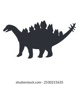 Stegosaurus vector black silhouette dinosaur isolated on background.