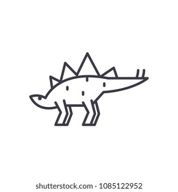 stegosaurus vector line icon, sign, illustration on background, editable strokes