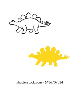 Stegosaurus vector silhouette and contour. Dinosaur stegosaurus isolated on white background