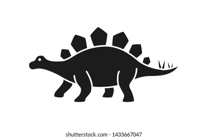 Stegosaurus vector silhouette. Dinosaur stegosaurus black silhouette isolated on white background