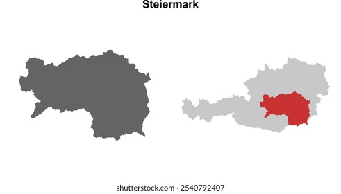 Conjunto de mapa de esquema en blanco de estado Steiermark