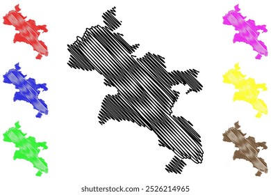 Stein District (Suíça, Confederação Suíça, Cantão de Schaffhausen ou Schaffhouse) mapa ilustração vetorial, esboço de rabisco Bezirk Stein mapa