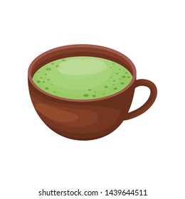 Stein with a green drink. Nearby is a branch of mint. Vector illustration on white background.