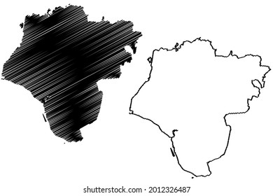 Steinburg district (Federal Republic of Germany, rural district, Free State of Schleswig-Holstein, Slesvig Holsten) map vector illustration, scribble sketch Steinburg map