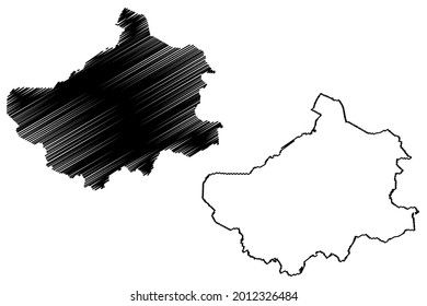 Steinfurt district (Federal Republic of Germany, State of North Rhine-Westphalia, NRW, Munster region) map vector illustration, scribble sketch Steinfurt map