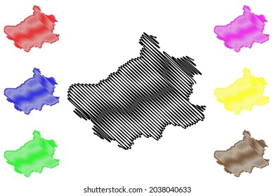 Steinfurt district (Federal Republic of Germany, State of North Rhine-Westphalia, NRW, Munster region) map vector illustration, scribble sketch Steinfurt map