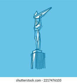 Stella, Monument of glory in the city of Samara in Russia ". A man with wings. vector Illustration