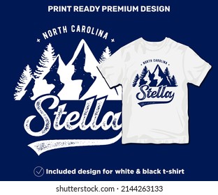 Stella North Carolina Print ready Sublimation design for Shirts Mugs Vinyl Decor or any media. Retro Vintage summer spring background. Printable Vintage Retro PNG EPS SVG