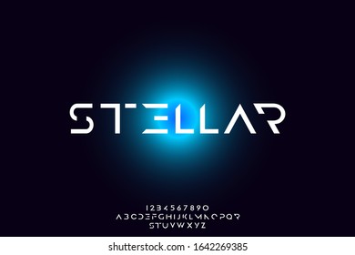 Stellar, an Abstract technology futuristic alphabet font. digital space typography vector illustration design	