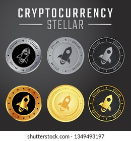 Stellar collection is one of cryptocurrency with a circle of gold and silver, titanium.
