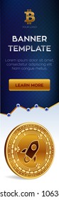 Stellar. Cryptocurrency editable banner template. 3D isometric Physical bit coin. Golden and silver Stellar coins. Stock vector illustration.