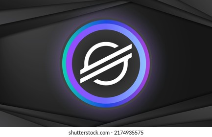 Logo estelar de criptodivisa. Dinero electrónico. Antecedentes del dinero virtual. Banner moderno de color neón. Concepto de tecnología de criptodivisa Blockchain.