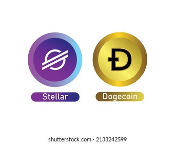 stellar, dogecoin icon set cryptocurrency, altcoins